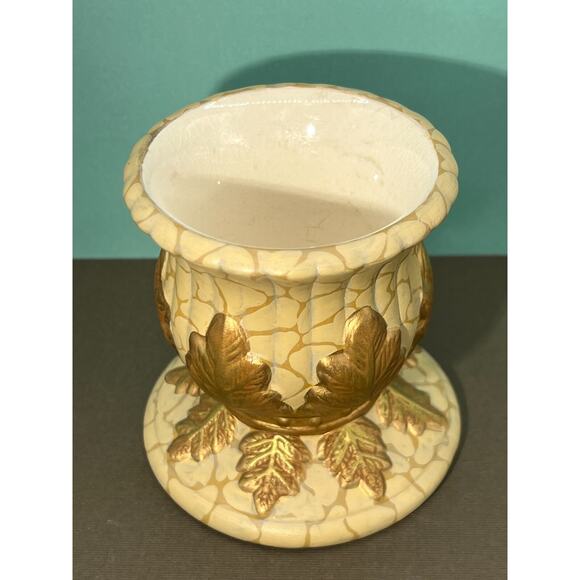 Partylite Gold Leaf Cermaic Candle Holder - P7148 - Retired -Candle not Included - Picture 1 of 7